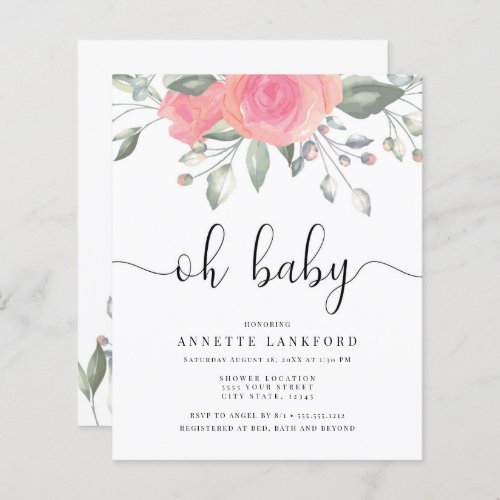 Discount Peach Rose Watercolor Baby Shower