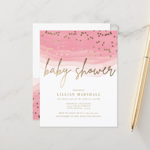 Discount Pink Watercolor Baby Shower