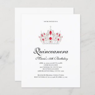 Discount Quinceanera, Red Invitations