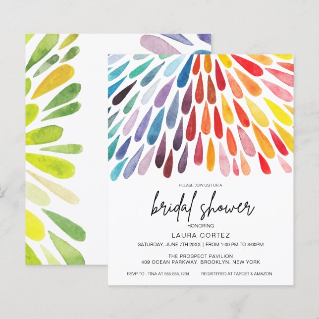 Discount Rainbow Watercolor Bridal Shower (Front/Back)