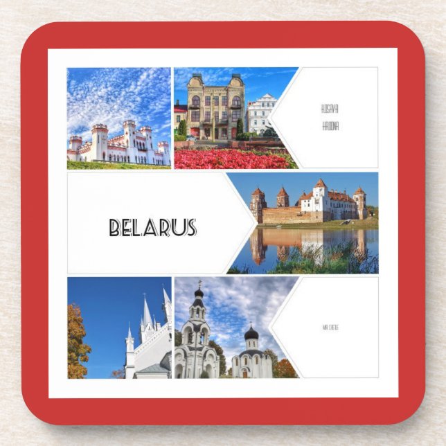 Discover Belarus Collage Architecture Coaster (Front)
