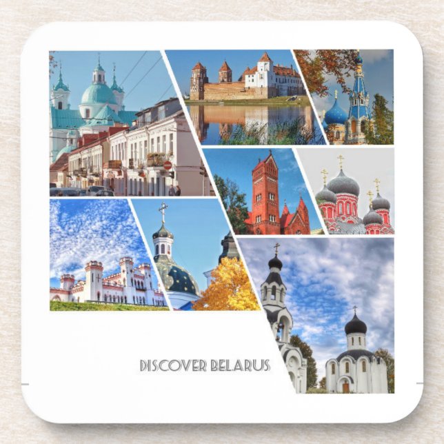 Discover Belarus Collage Architecture Coaster (Front)