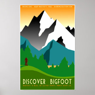 Discover Bigfoot in Colorful Mountains Poster