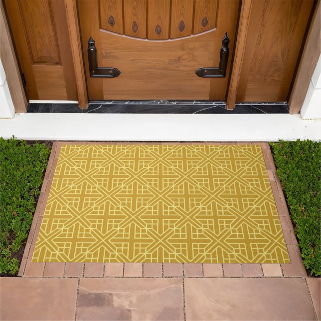 Discover Elegant Geometric Patterns with Gold Line Doormat (Outdoor)