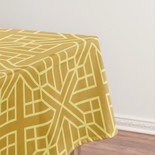 Discover Elegant Geometric Patterns with Gold Line Tablecloth (In Situ)
