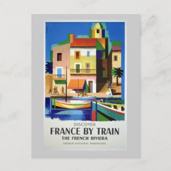 Discover France By Train Vintage Poster Postcard by PrimeVintage at Zazzle