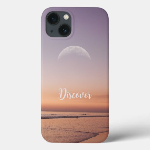 Discover Moon Over Beach at Dusk iPhone 13 Case