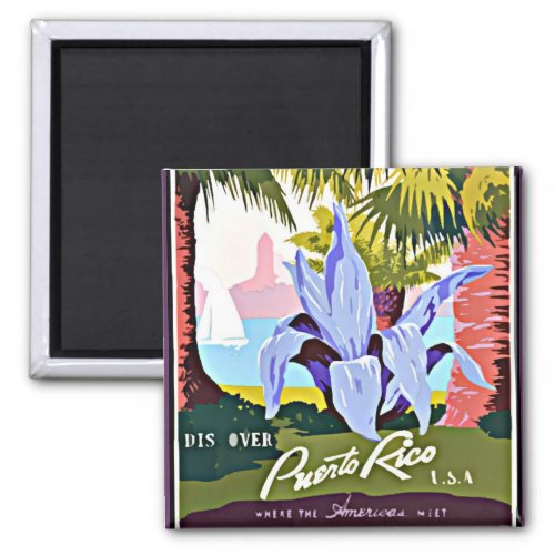 Discover Puerto Rico vintage design Magnet