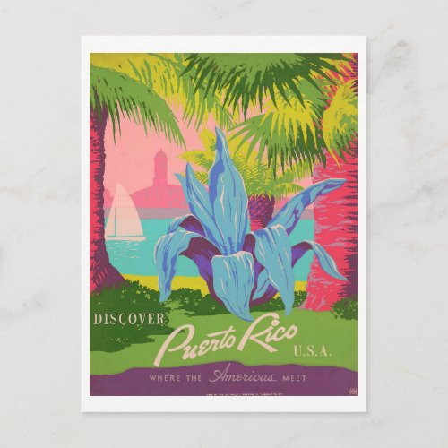 Discover Puerto Rico Vintage Postcard