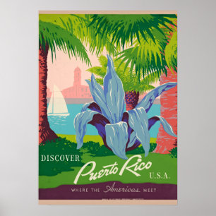 Discover Puerto Rico Vintage Travel Art Poster