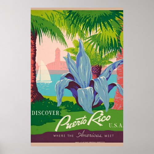 Discover Puerto Rico Vintage Travel Art Poster