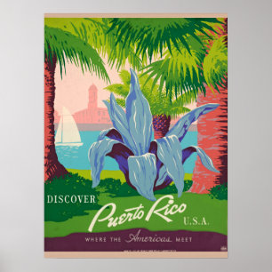 Discover Puerto Rico Vintage Travel Art Poster
