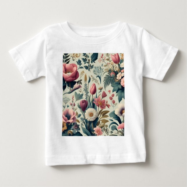 Discover Stunning Spring Floral Botanical Pattern Baby T-Shirt (Front)