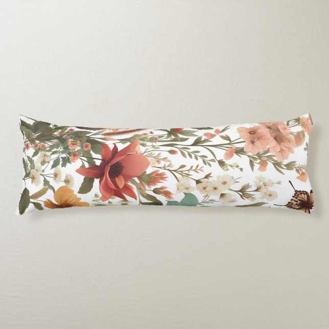 Discover Stunning Spring Floral Botanical Pattern Body Pillow (Front)