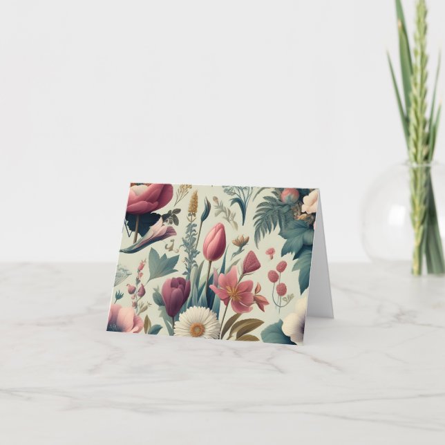 Discover Stunning Spring Floral Botanical Pattern Letterpress Thank You Card (Front)