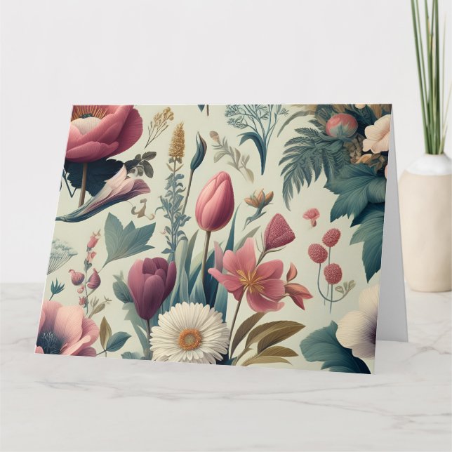 Discover Stunning Spring Floral Botanical Pattern Thank You Card (Front)