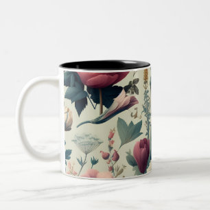 Discover Stunning Spring Floral Botanical Pattern Two-Tone Coffee Mug
