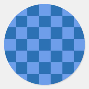 Discover the Allure of Blue Checkerboard Pattern Classic Round Sticker