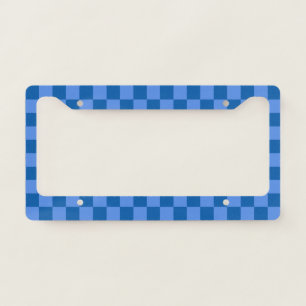 Discover the Allure of Blue Checkerboard Pattern License Plate Frame