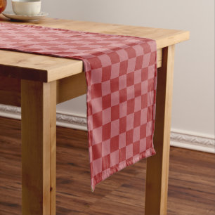 Discover the Charm of Pink and Red Checkerboard  Short Table Runner