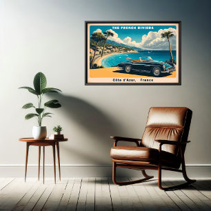 Discover the French Riviera Vintage Travel  Poster