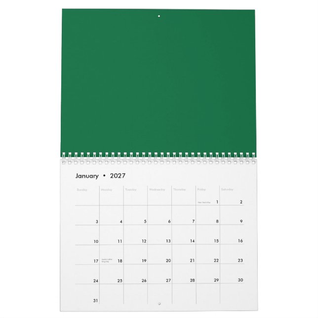 Discover the Perfect Blend of Green, Azure, Aqua,  Calendar (Jan 2027)