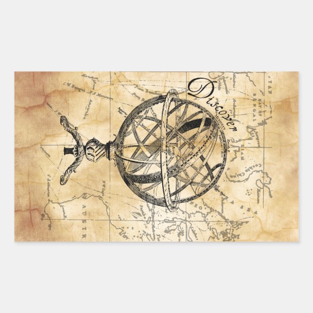 Discover the World Rectangular Sticker (Front)