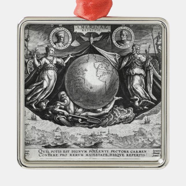 Discovery of America Metal Ornament (Front)