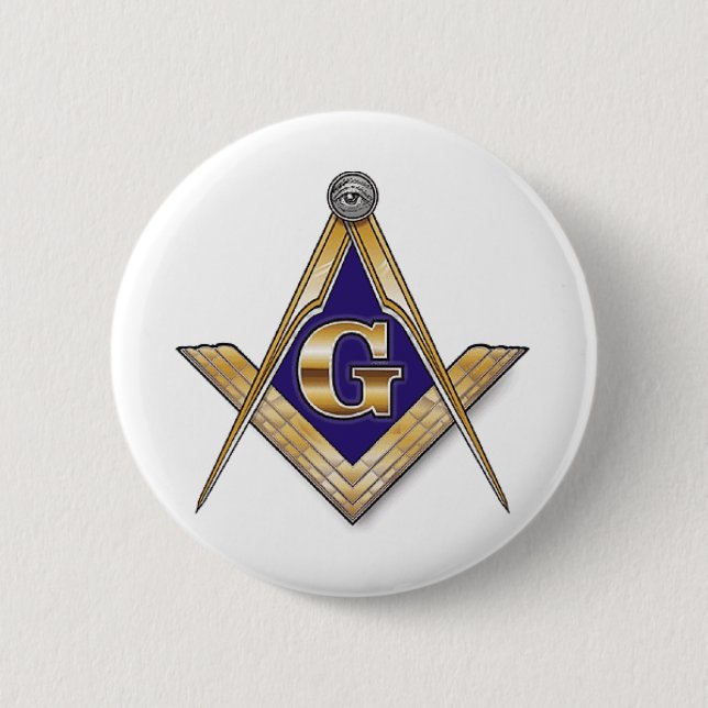 Discreet Blue Square & Compasses Button (Front)