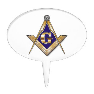 Discreet Blue Square & Compasses Cake Topper