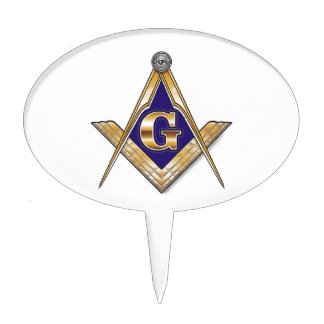 Discreet Blue Square & Compasses Cake Topper