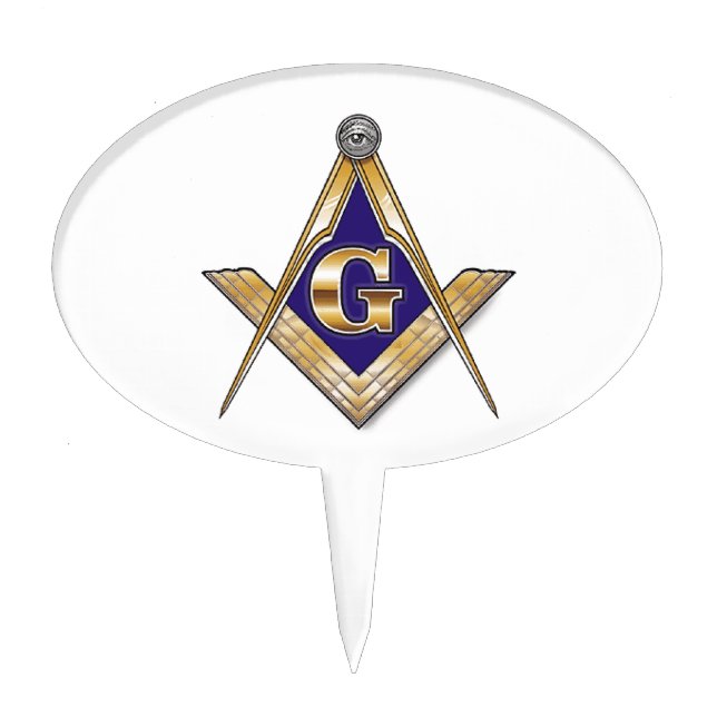 Discreet Blue Square & Compasses Cake Topper (Front)