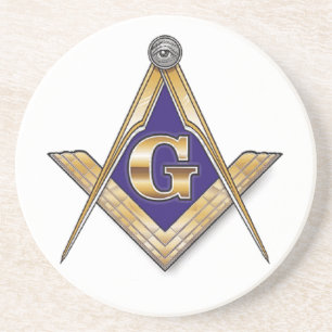 Discreet Blue Square & Compasses Drink Coaster