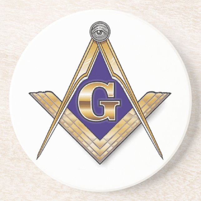 Discreet Blue Square & Compasses Drink Coaster (Front)