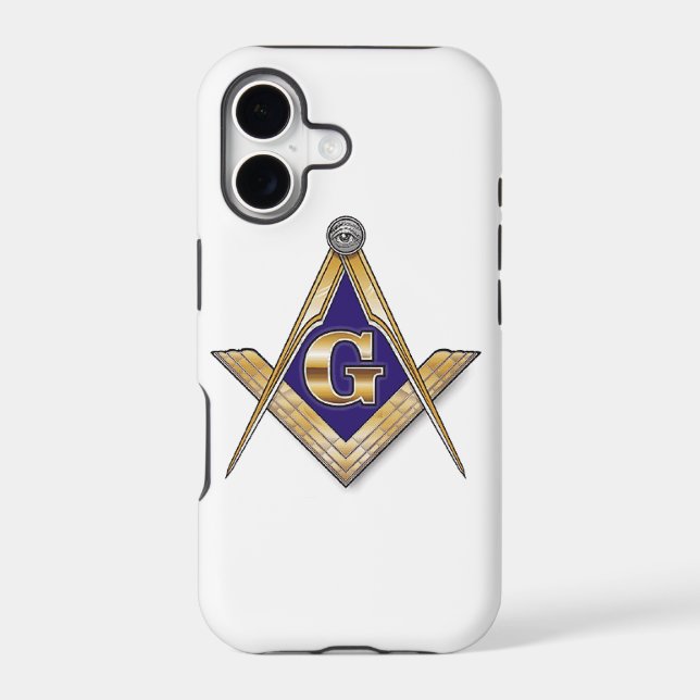 Discreet Blue Square & Compasses Iphone Case (Back)