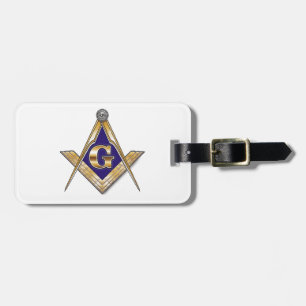 Discreet Blue Square & Compasses Luggage Tag