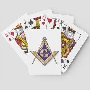 Discreet Blue Square & Compasses Poker Cards
