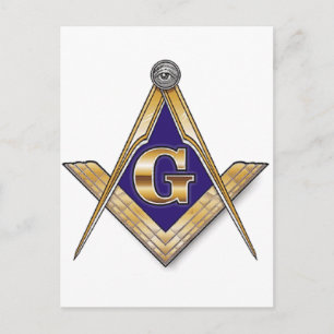 Discreet Blue Square & Compasses Postcard