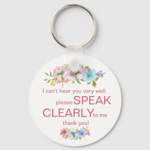 Discreet deaf hard of hearing floral hibiscus keychain