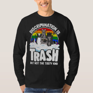 Discrimination Is Trash Gay Pride Raccoon Opossum T-Shirt