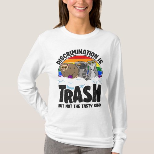 Discrimination Is Trash Gay Pride Raccoon Opossum  T_Shirt