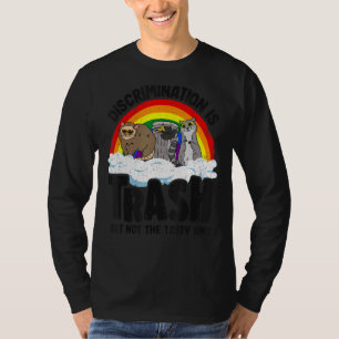Discrimination Is Trash Gay Pride Raccoon Opossum T-Shirt