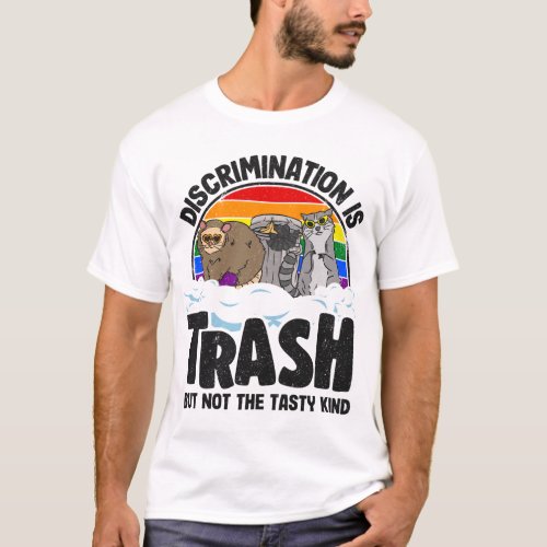 Discrimination Is Trash Gay Pride Raccoon Opossum  T_Shirt