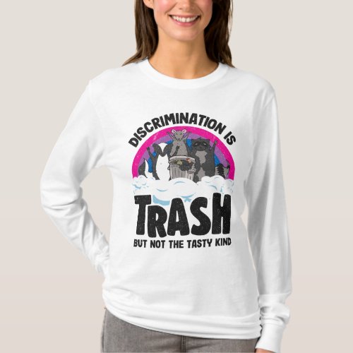 Discrimination Is Trash Opossum Raccoon Bisexual B T_Shirt