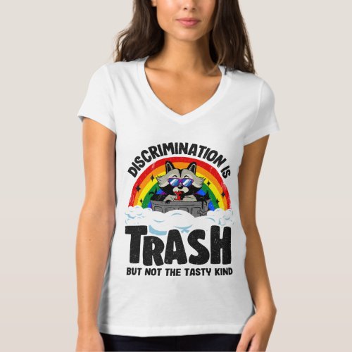 Discrimination Is Trash Raccoon Rainbow Flag Gay P T_Shirt