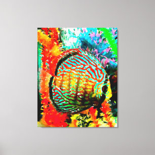 Discus aquarium fish canvas print