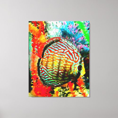 Discus aquarium fish canvas print