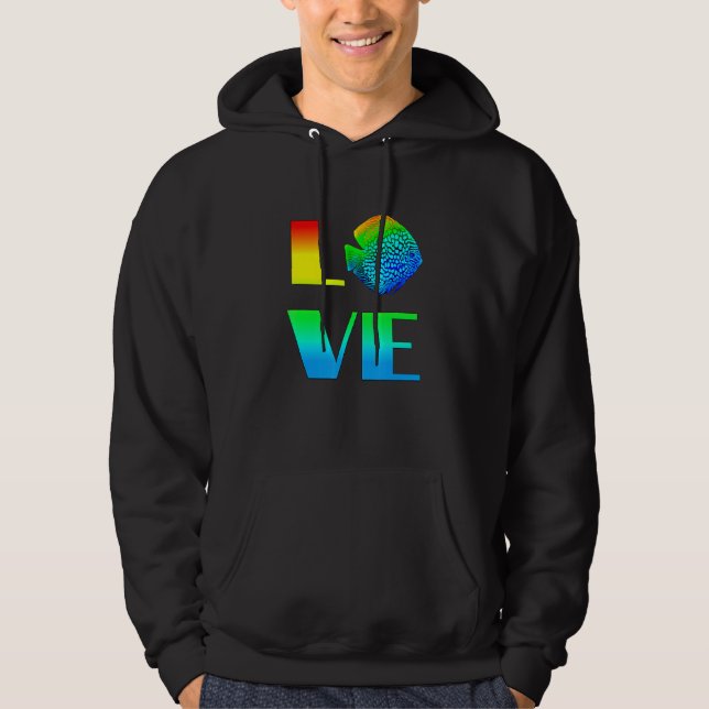 Discus Fish Rainbow Love Exotic Aquarium Fish Hoodie (Front)