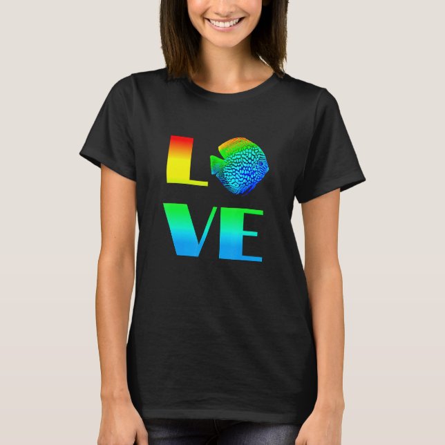 Discus Fish Rainbow Love Exotic Aquarium Fish T-Shirt (Front)