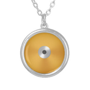 discus implement silver plated necklace